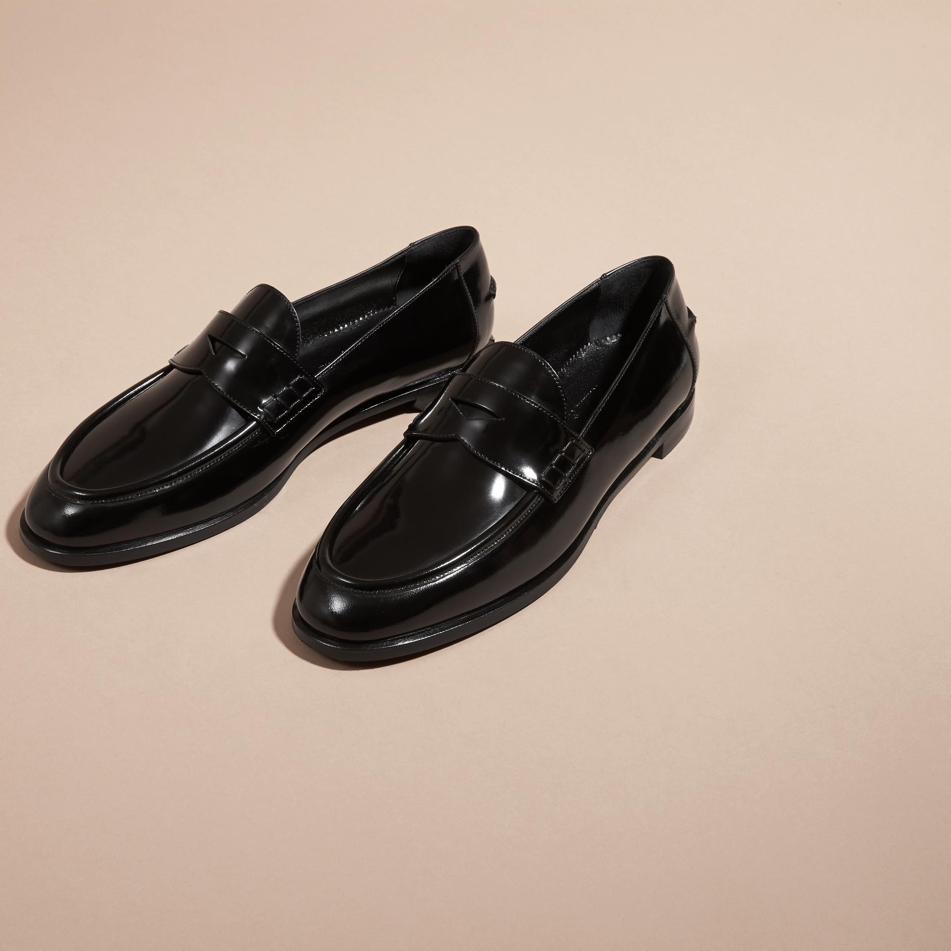 Lyst - Burberry Polished Leather Loafers in Black