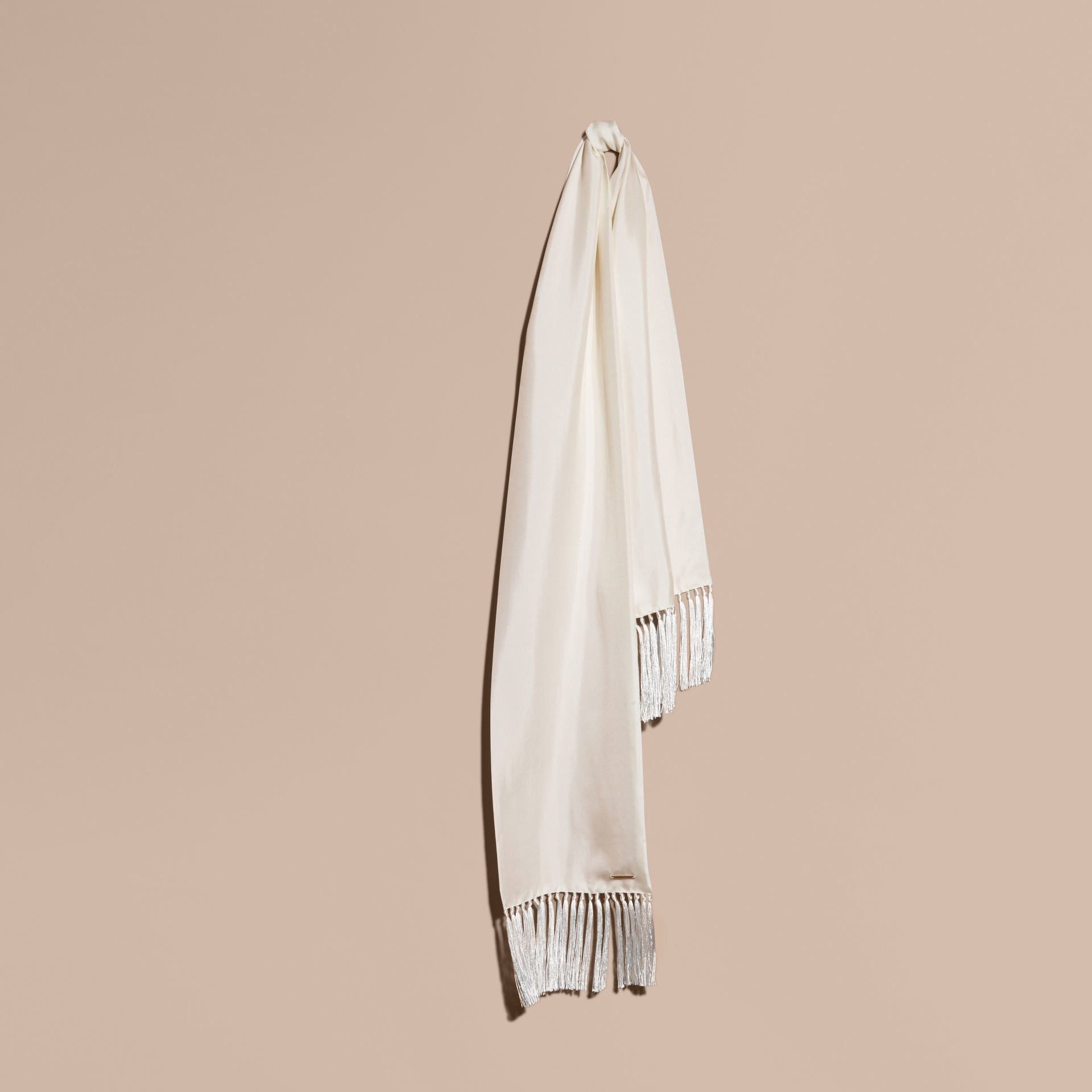 Lyst - Burberry Tasselled Silk Scarf White in White for Men