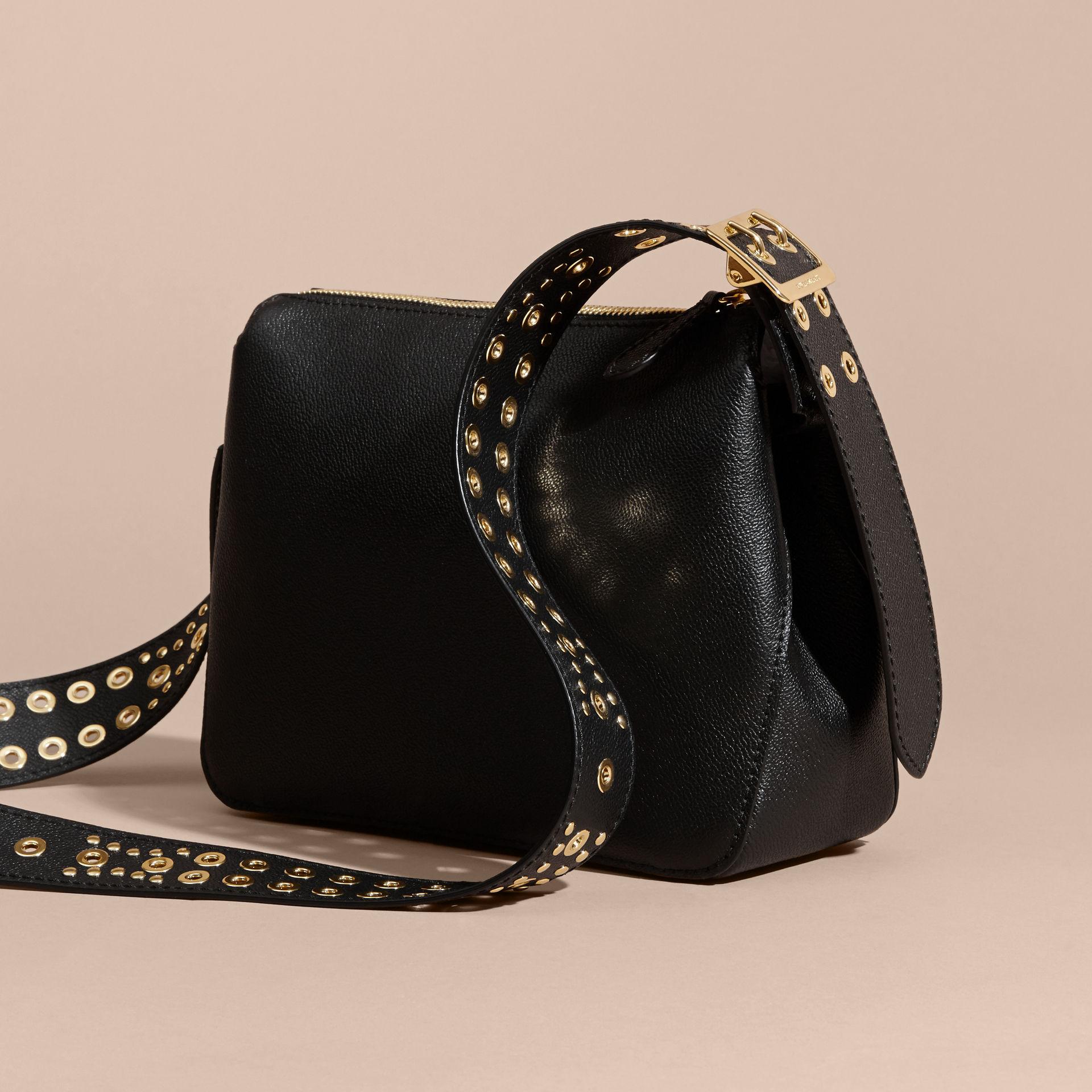 Burberry Eyelet And Rivet Detail Leather Crossbody Bag in Black Lyst