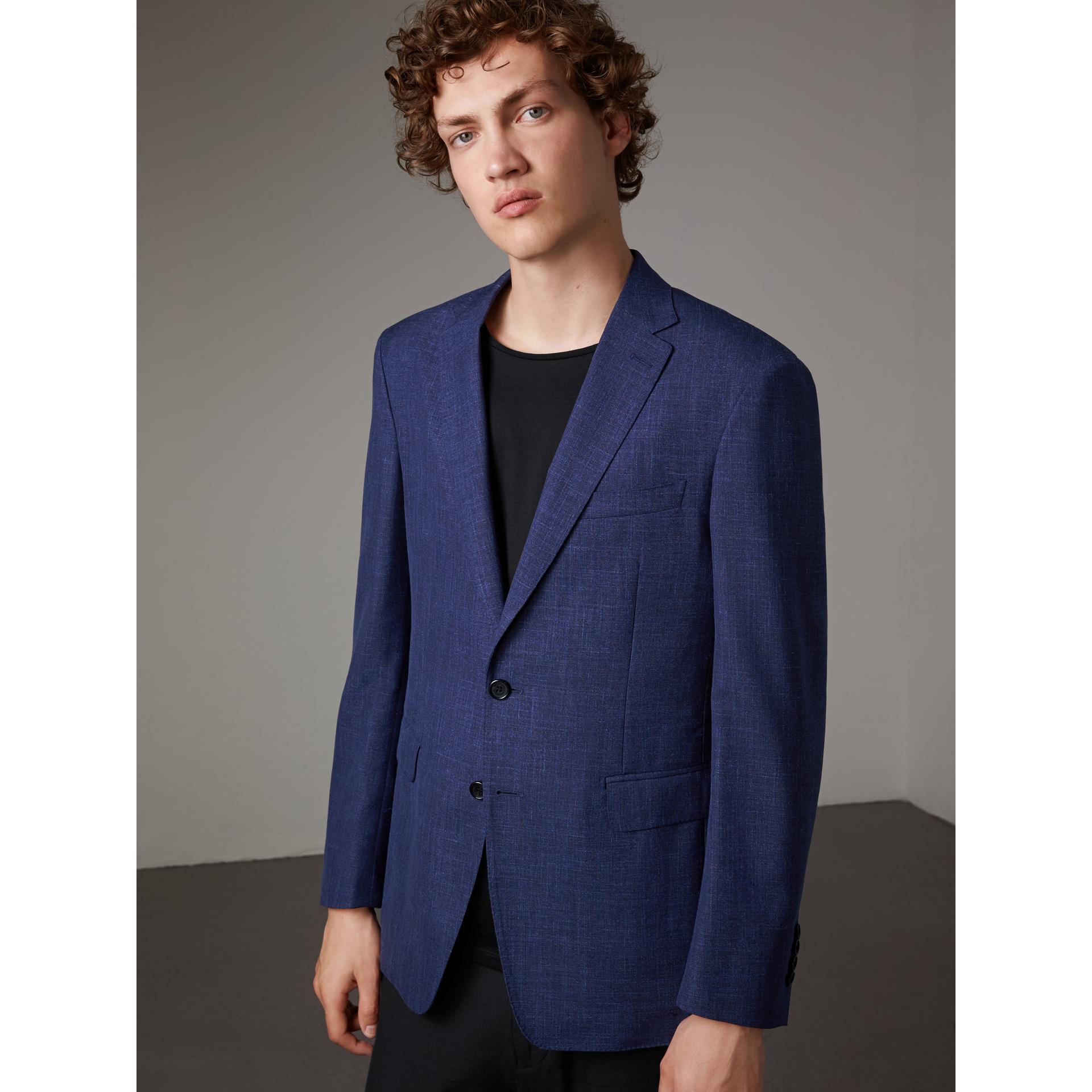 Burberry Modern Fit Wool Silk Linen Tailored Halfcanvas Jacket in Blue