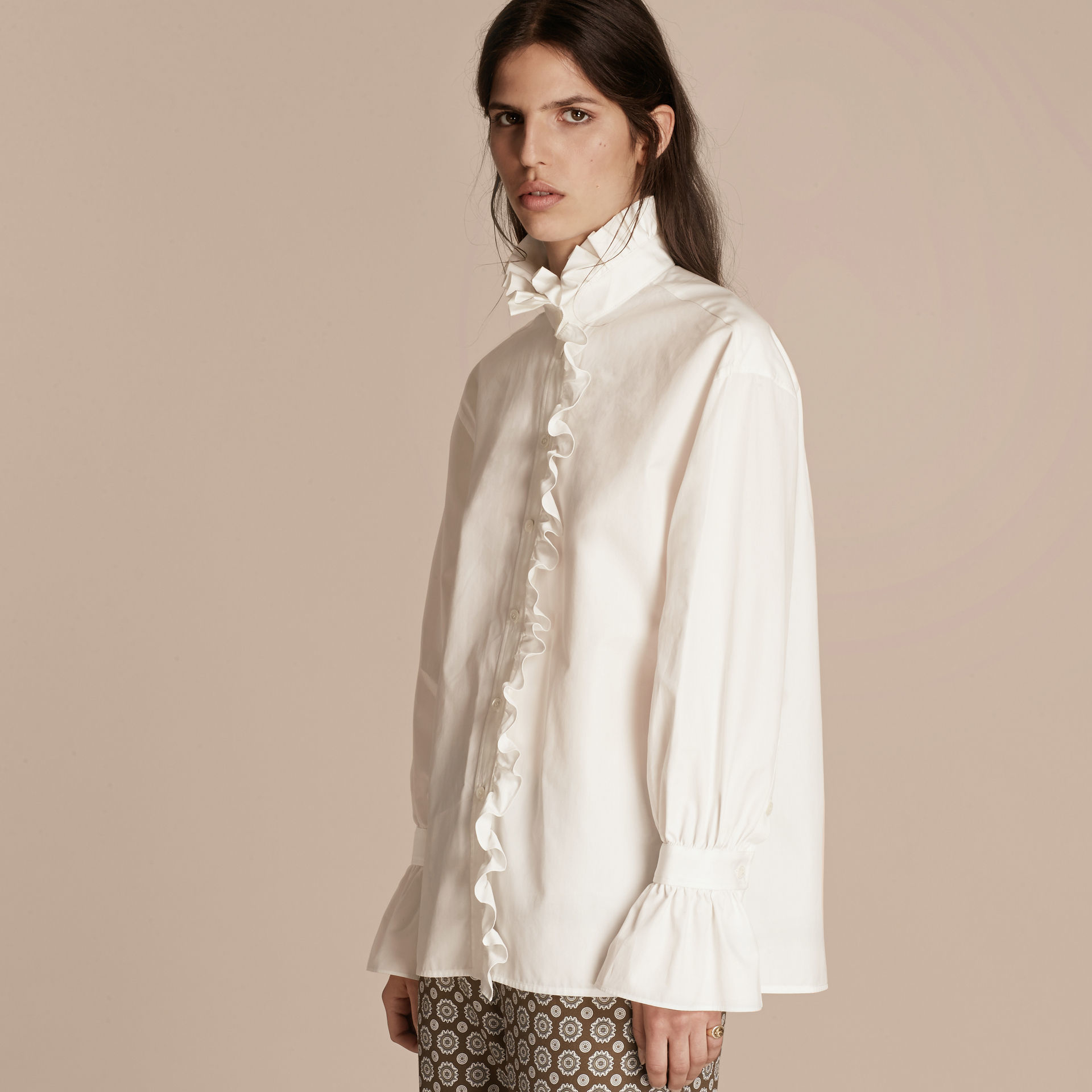 Lyst - Burberry Cotton Shirt With Ruffles