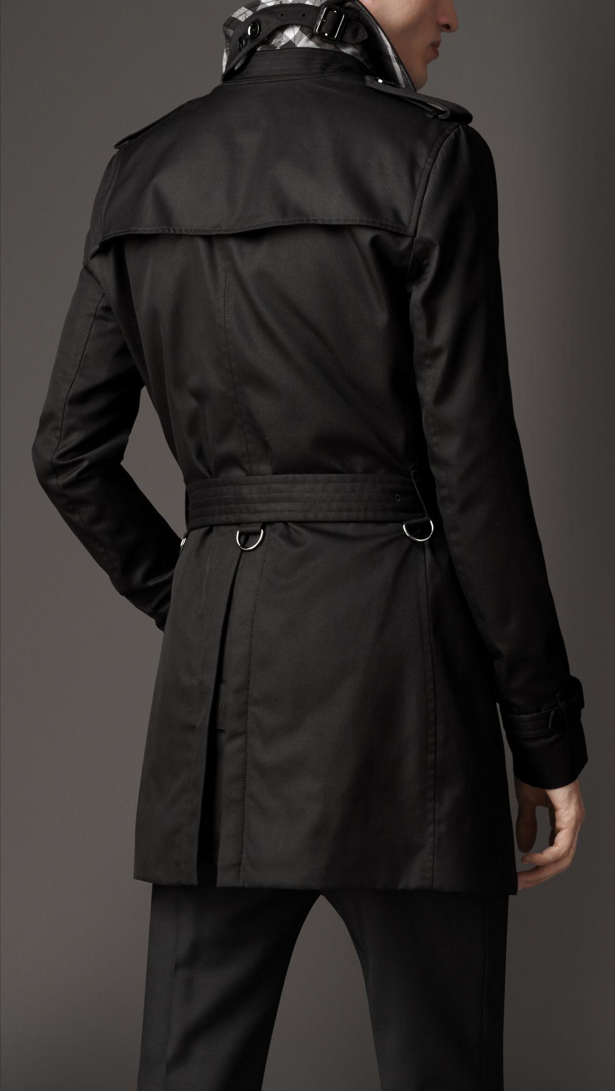 Burberry Mid-length Technical Cotton Trench Coat in Black for Men - Lyst