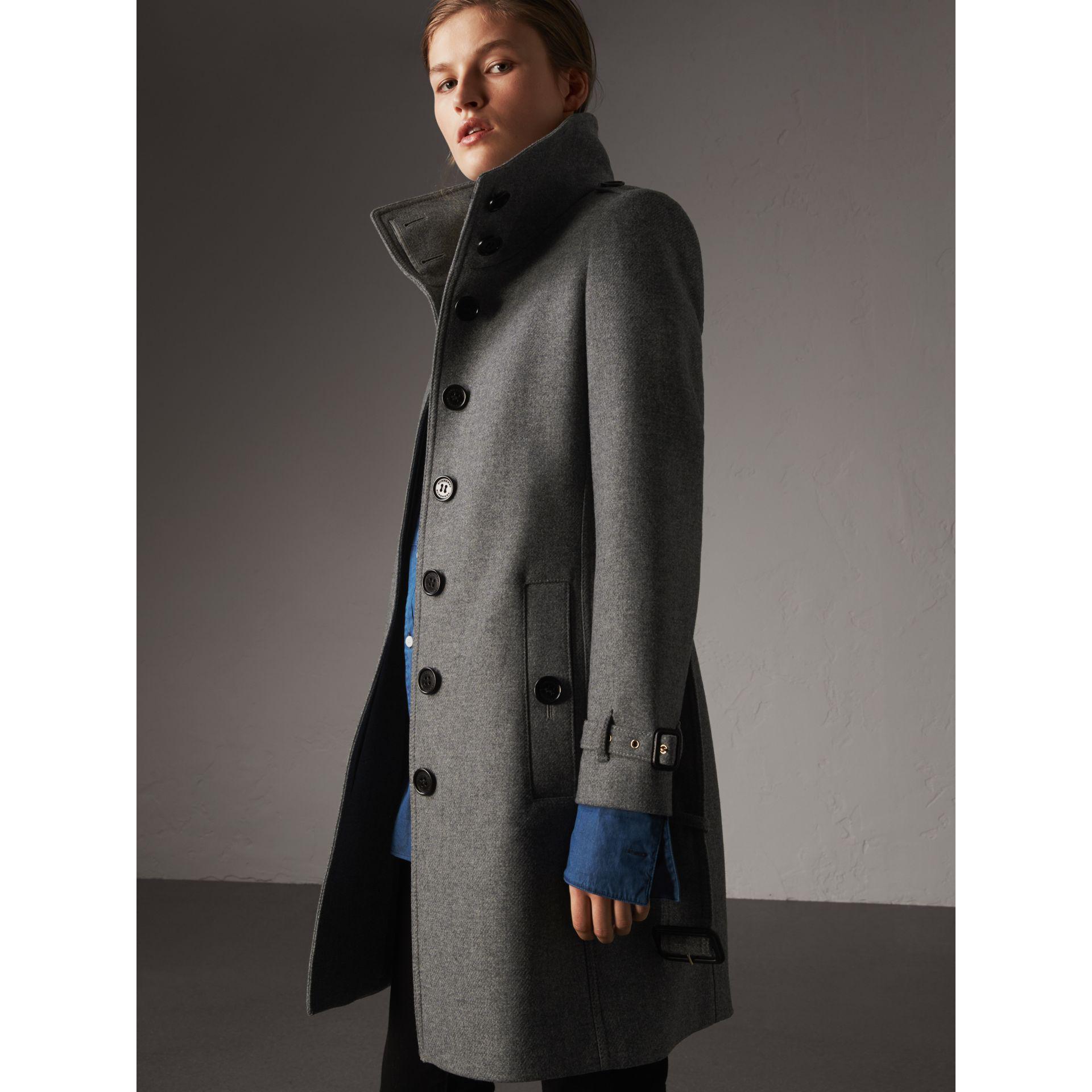 Burberry Technical Wool Cashmere Funnel Neck Coat in Gray for Men | Lyst