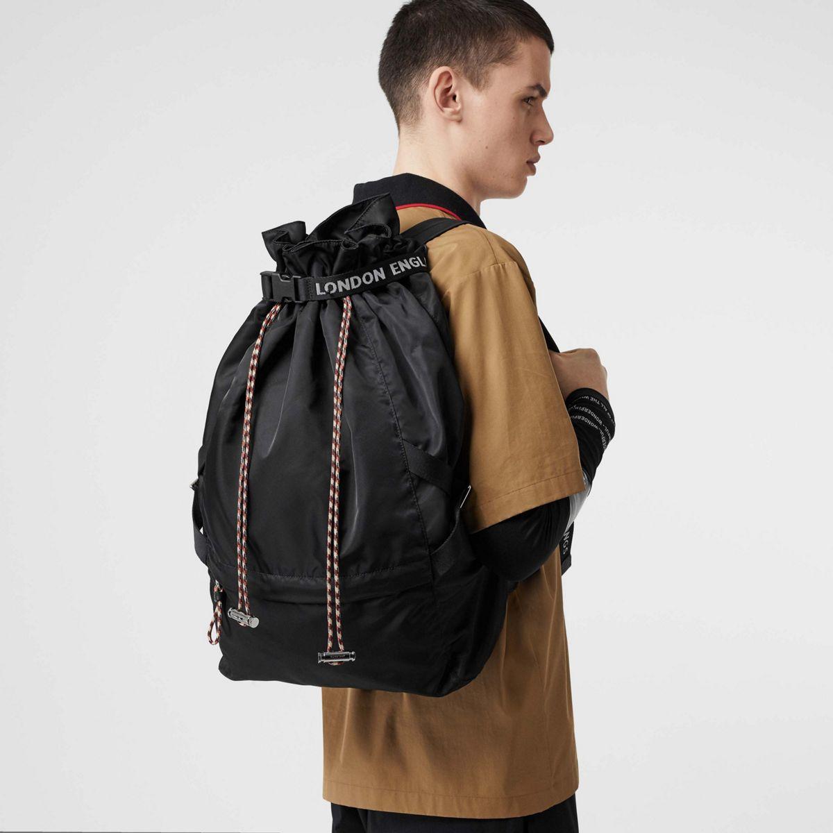Lyst Burberry Logo Detail Nylon Drawcord Backpack in Black for Men