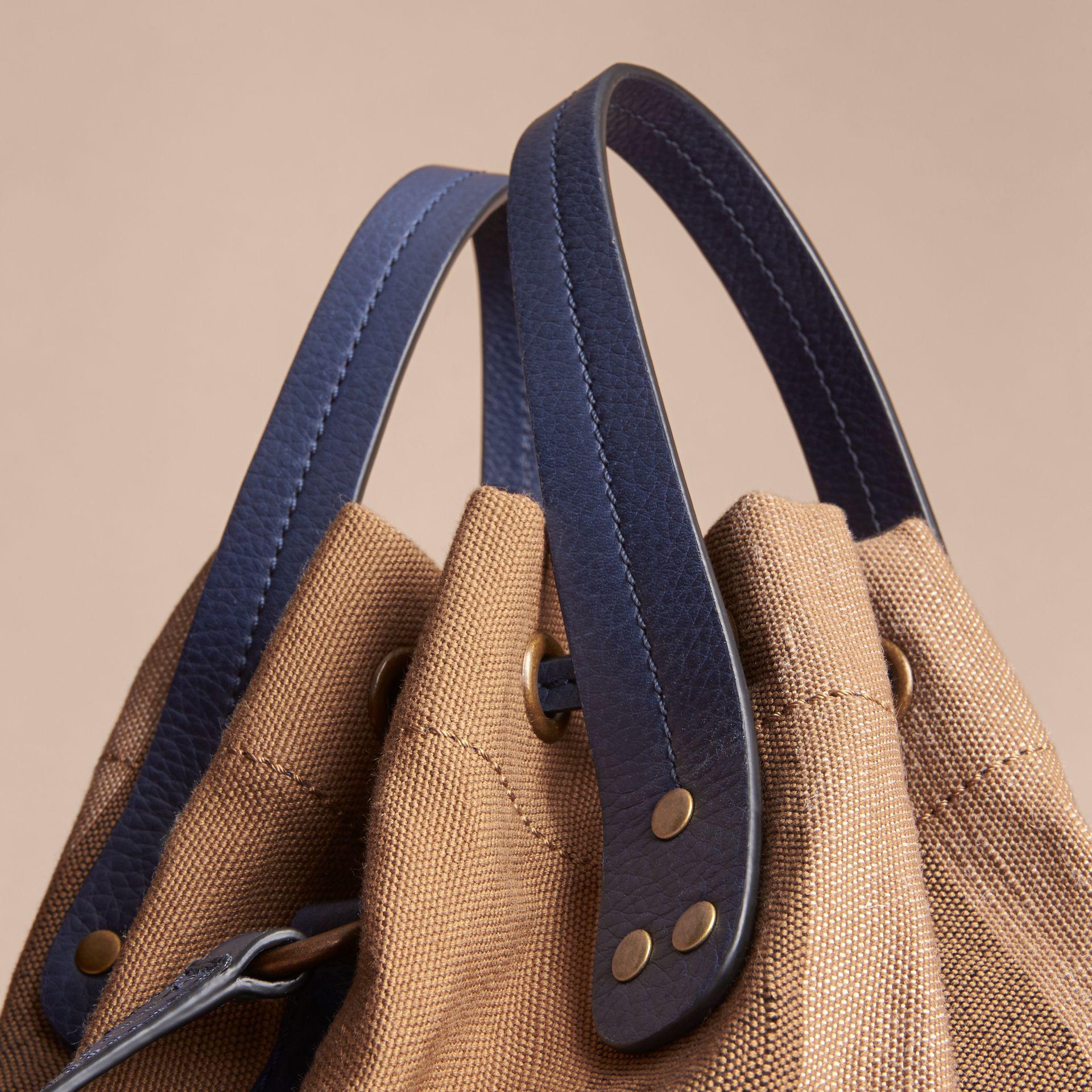 Lyst - Burberry Small Canvas Check And Leather Bucket Bag In Brilliant Navy | in Blue