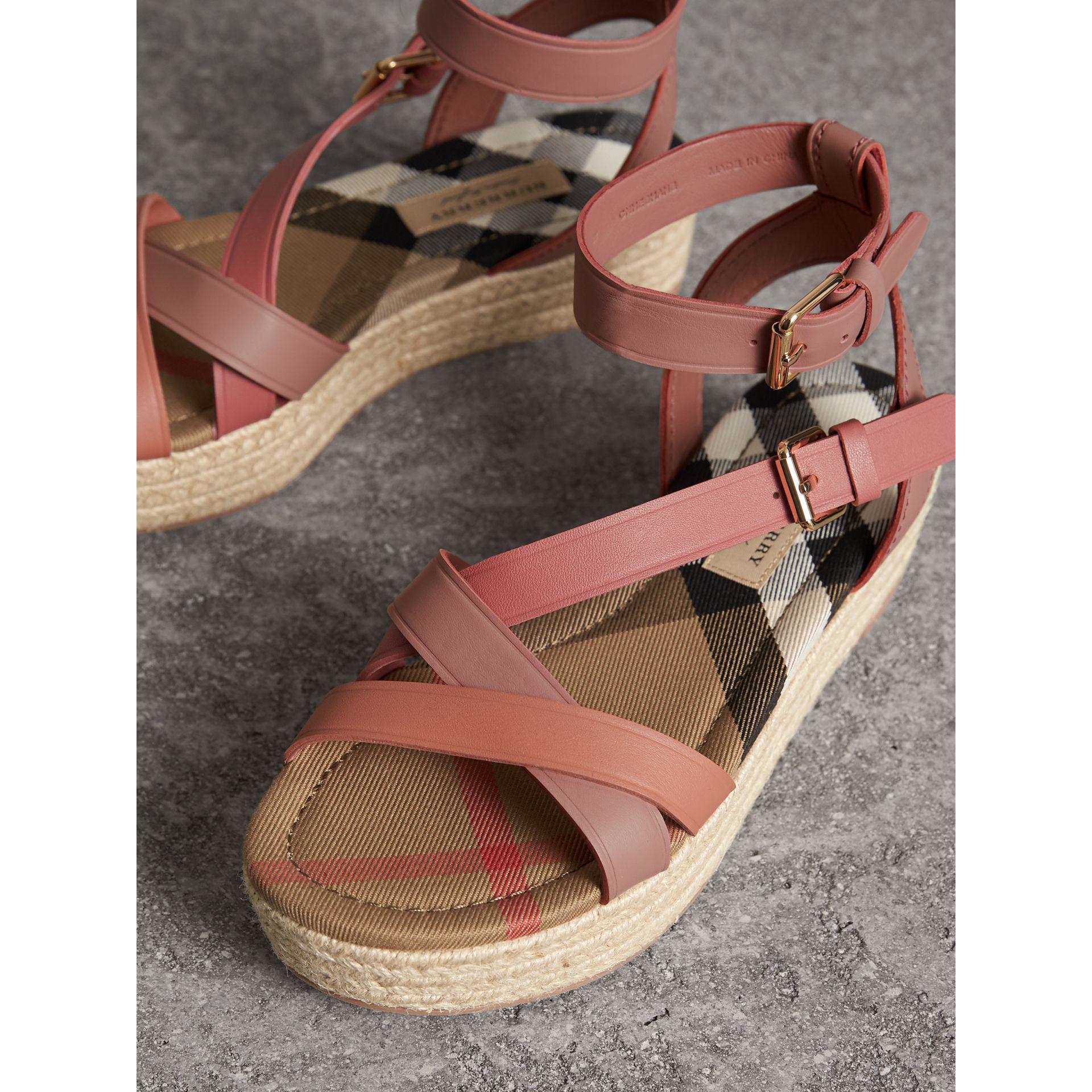 Lyst - Burberry Two-tone Leather Espadrille Sandals in Pink
