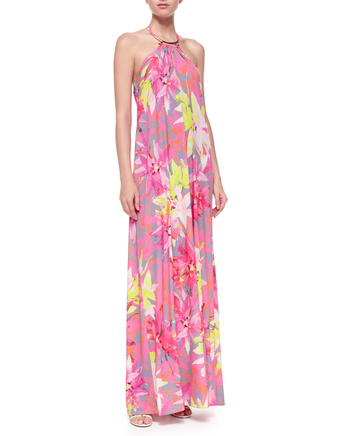 Lyst - Trina Turk Nikka Floral-print Halter Maxi Dress in Pink