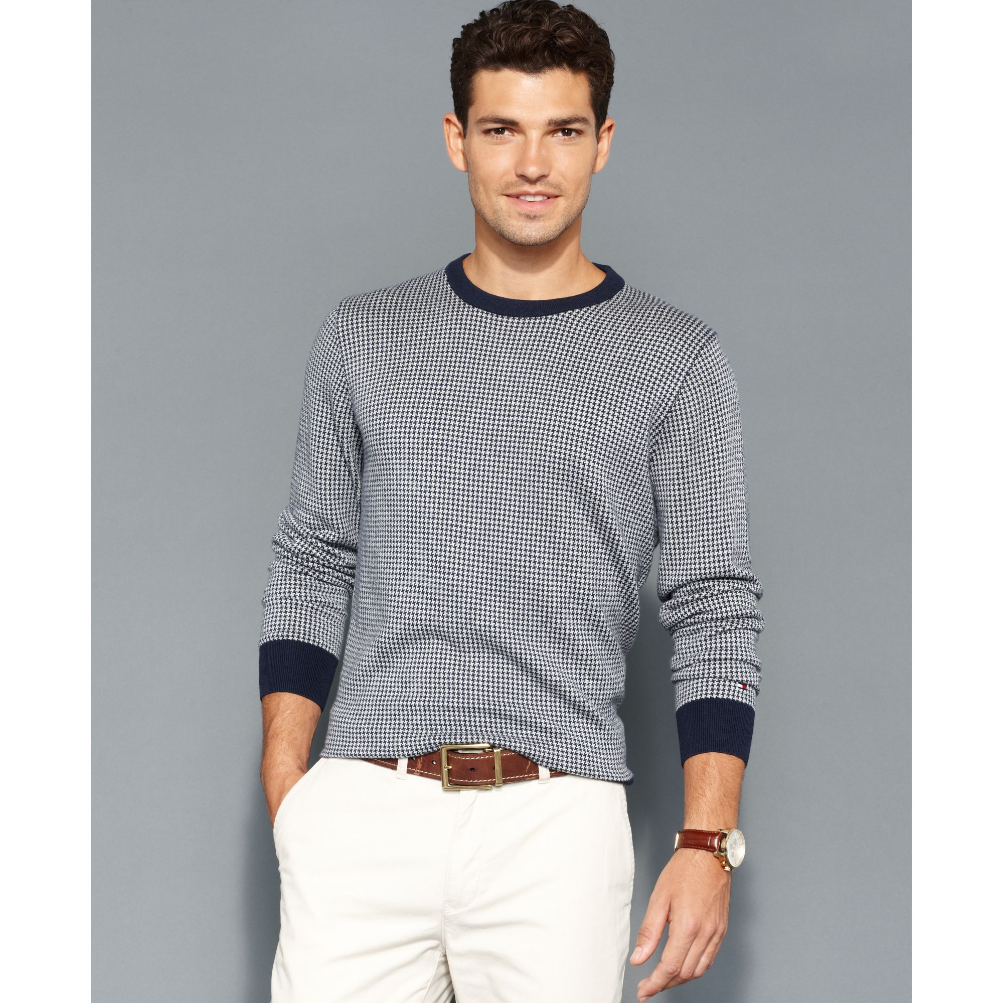 Lyst - Tommy Hilfiger American Houndstooth Sweater in Blue for Men
