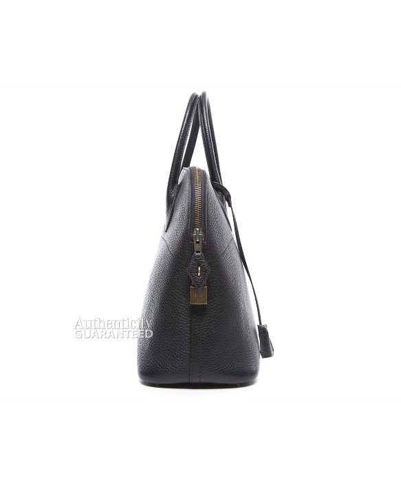 hermes black leather handbag bolide  