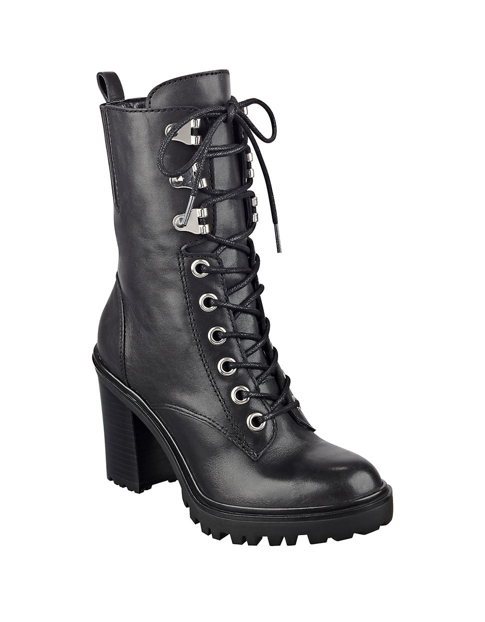 Lyst - Guess Gandy Leather Ankle Boots in Black