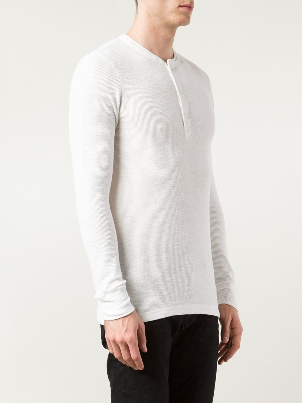 Rrl Ribbed Henley T-Shirt in White for Men | Lyst