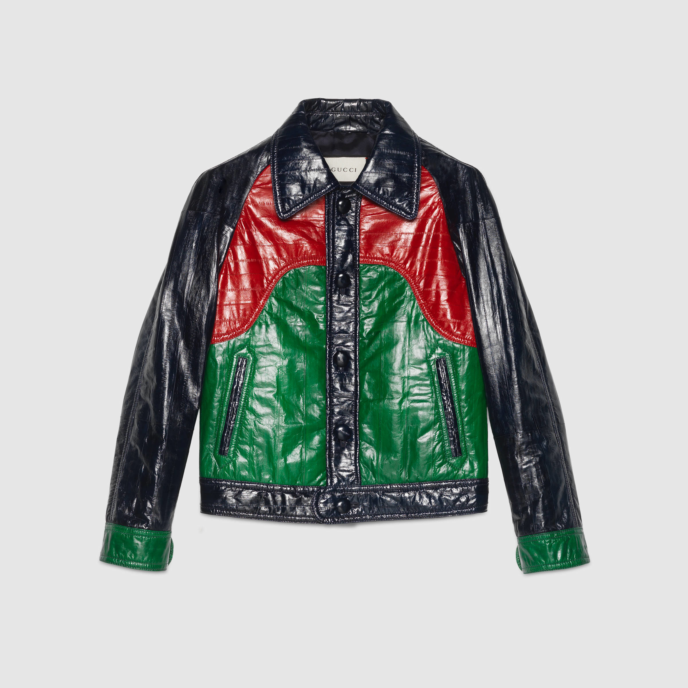 gucci leather jacket red