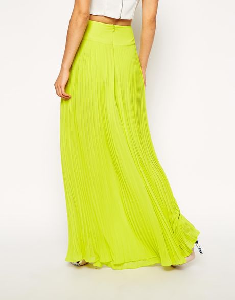 Asos Pleated Wide Leg Pants in Yellow (Chartreuse) | Lyst