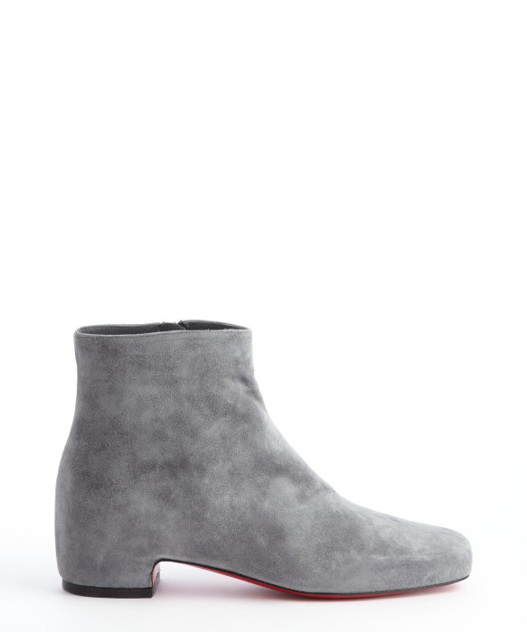 Christian louboutin Grey Suede Side Zip Ankle Boots in Gray for ...  