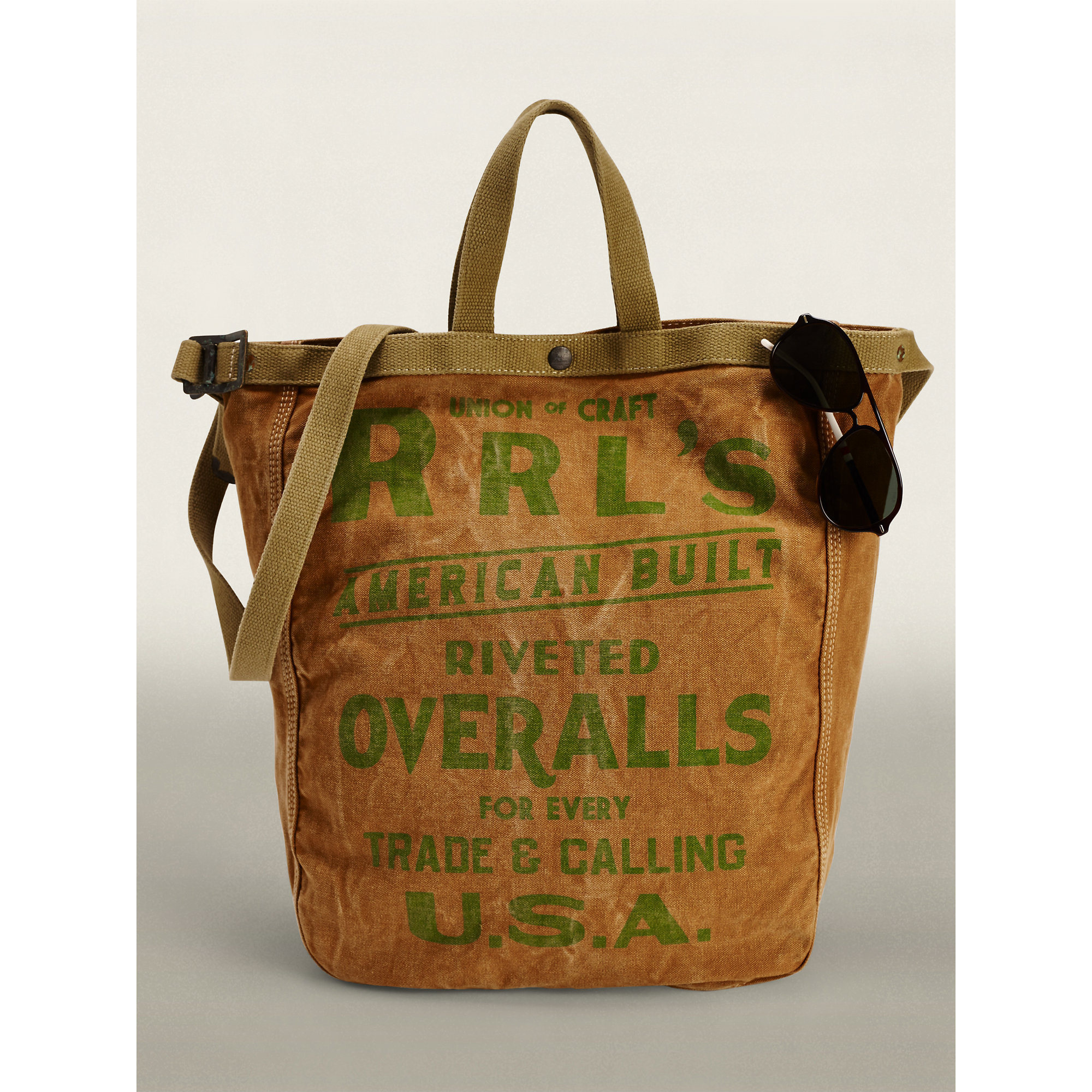 lyst rrl newsprint canvas market tote in green for men