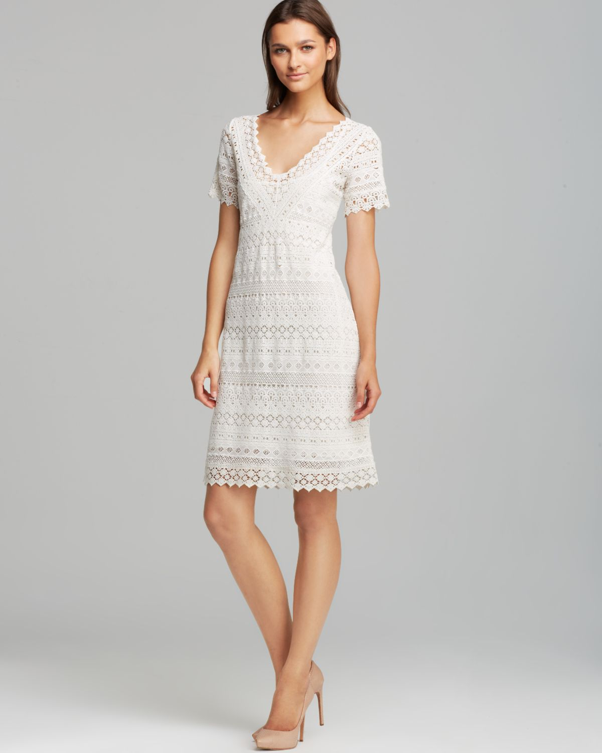 Weekend by maxmara Dress Rubens Short Sleeve Cotton Lace in White ...