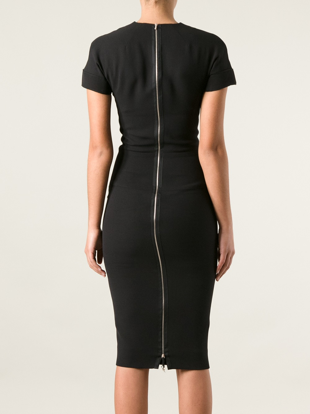 Victoria beckham Fitted Dress in Black | Lyst