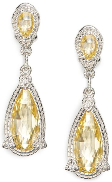 Judith Ripka Canary Crystal White Sapphire Sterling Silver Drop ...