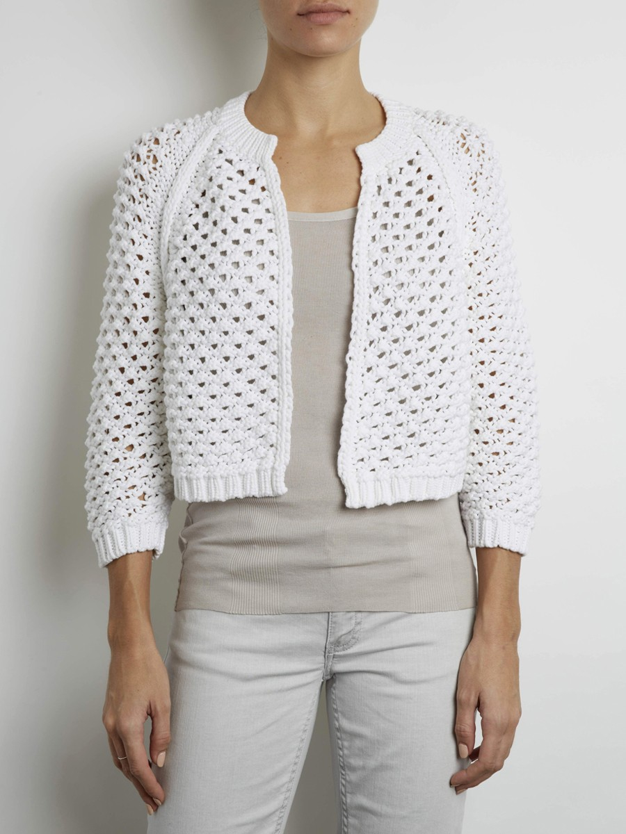 Inhabit Luxe Hand Knit Cropped Cardigan in White Lyst