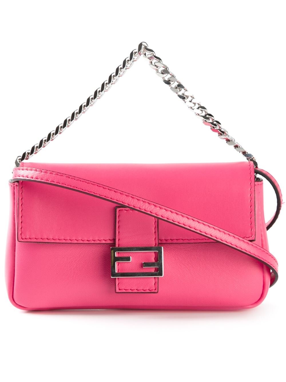 Fendi Micro Baguette Cross-Body Bag in Pink | Lyst