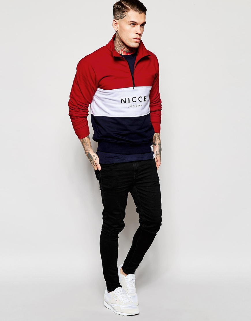 Nicce london Sweatshirt With Logo And Zip Fastening in Red for Men | Lyst
