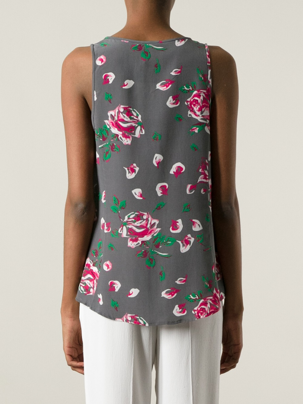 Joie Floral Print Tank Top in Gray | Lyst