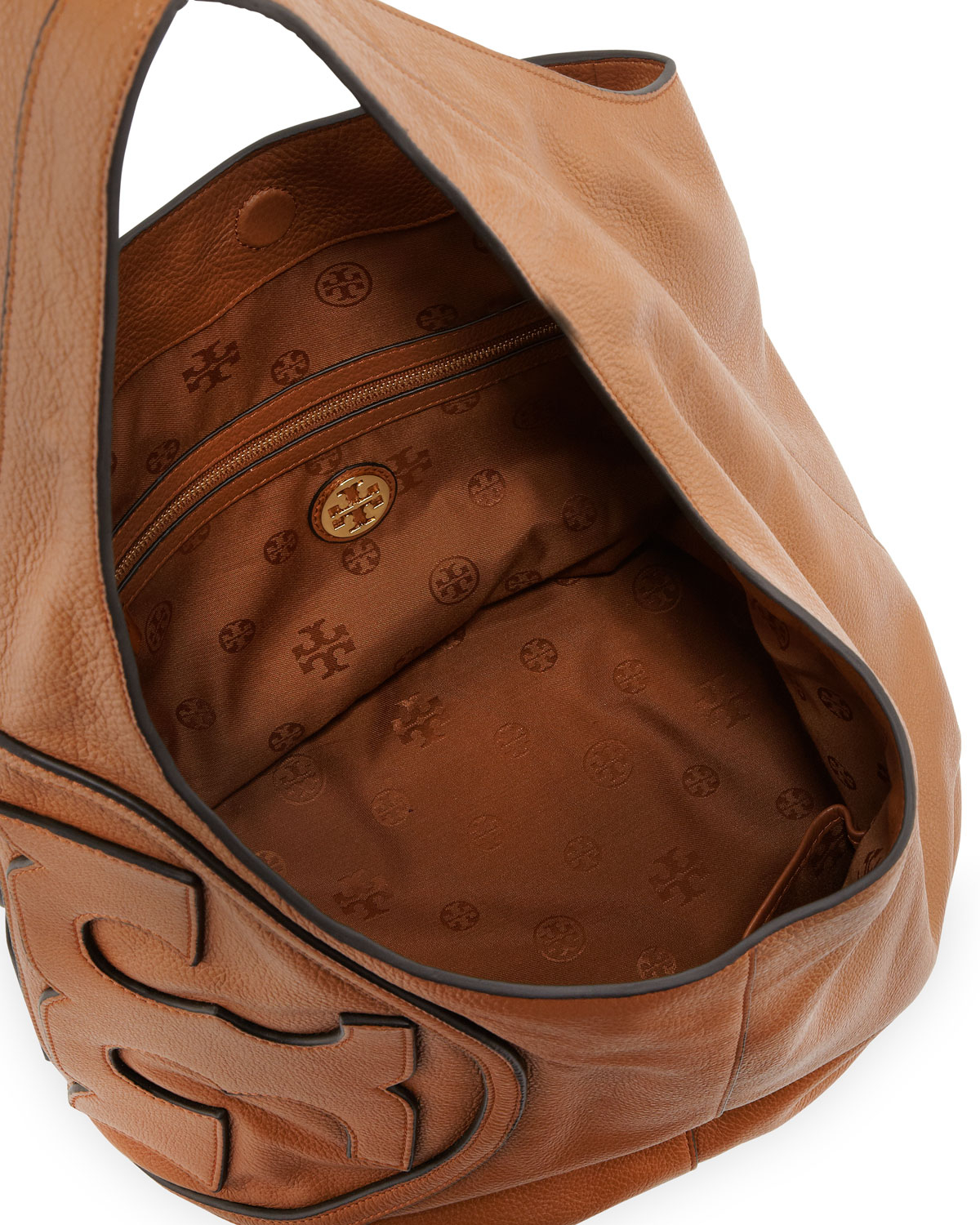Lyst Tory Burch All T PebbledLeather Hobo in Brown