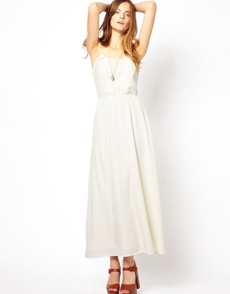 By Zoé Maxi Dress with Spaghetti Straps in White (Ecru) | Lyst