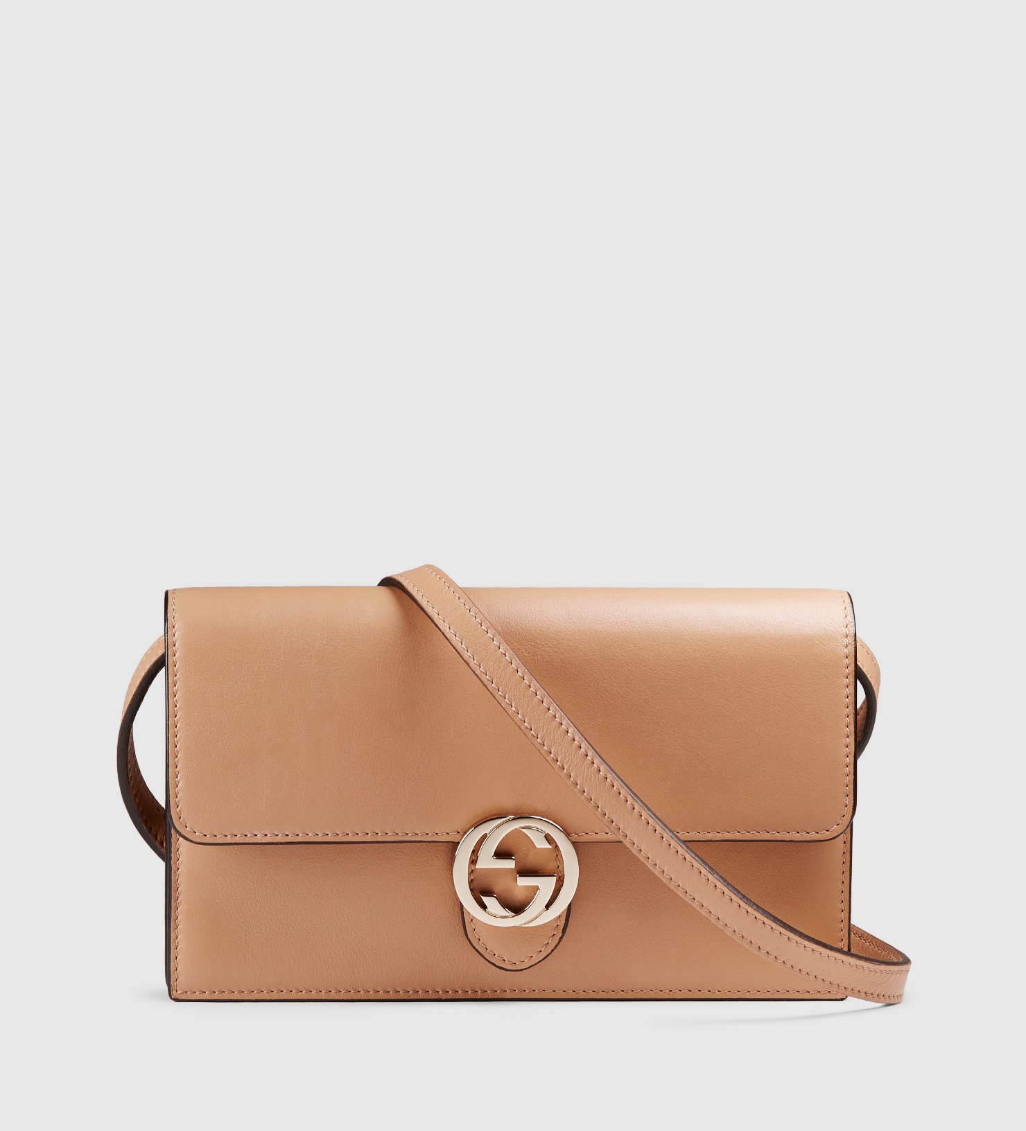 Lyst - Gucci Icon Leather Wallet With Strap in Natural