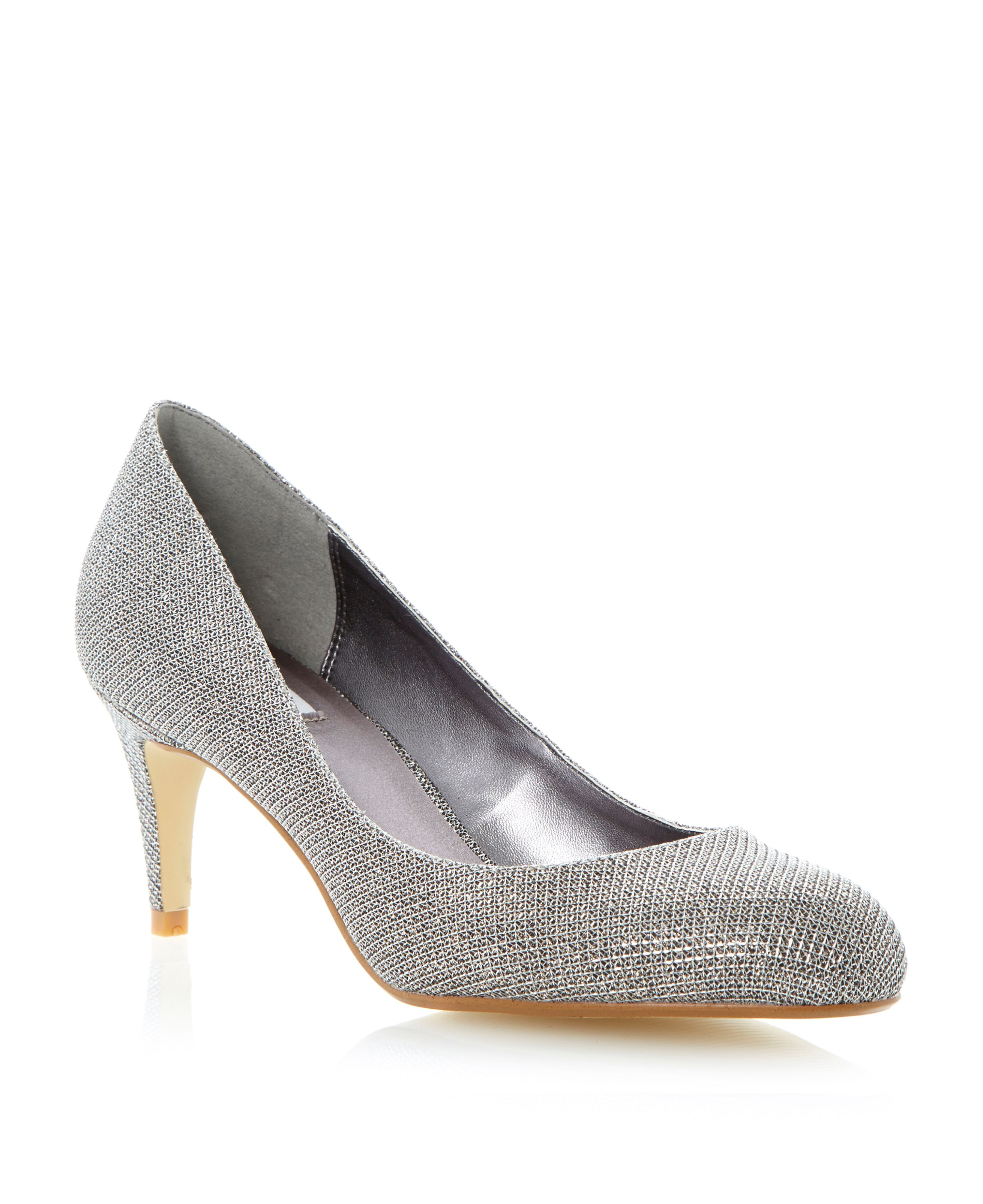 Untold Belight Glitter Round Toe Stiletto Court Shoes in Silver (Pewter ...