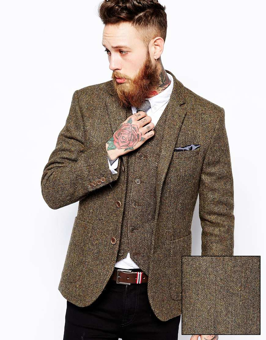 Lyst - Asos Slim Fit Blazer In Harris Tweed in Natural for Men