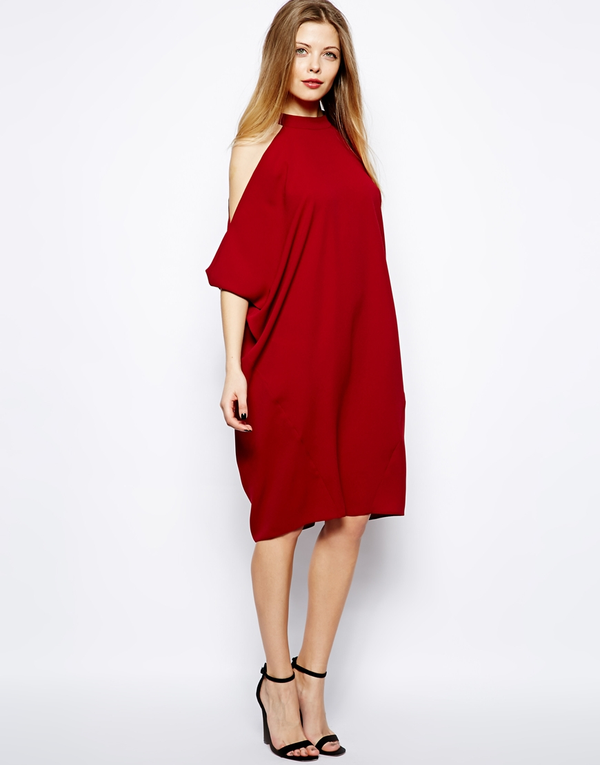 Asos Midi Shift Dress With Cold Shoulder And Batwing asos midi shift dress with cold shoulder and batwing