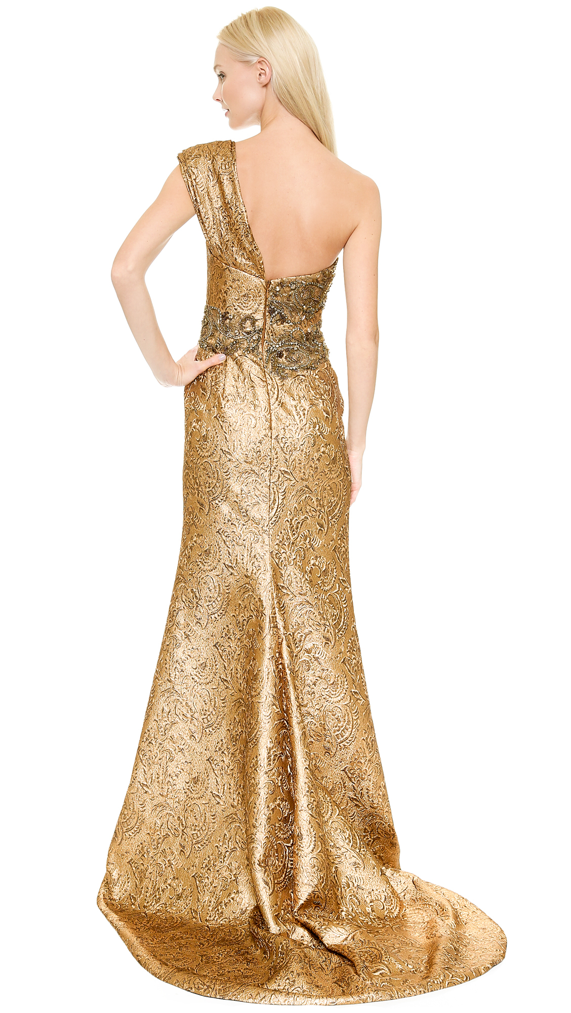 gold brocade gown