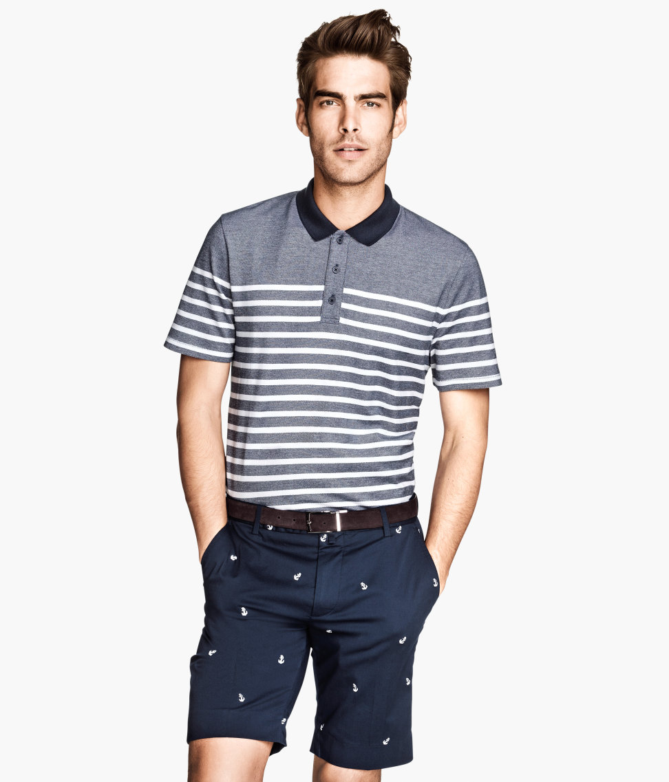 H&m Polo Shirt in Premium Cotton in Blue for Men (Dark blue) | Lyst
