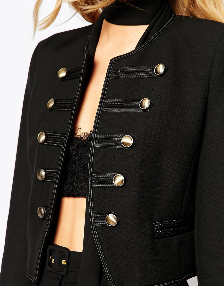 Mango Cropped Military Jacket in Black - Lyst
