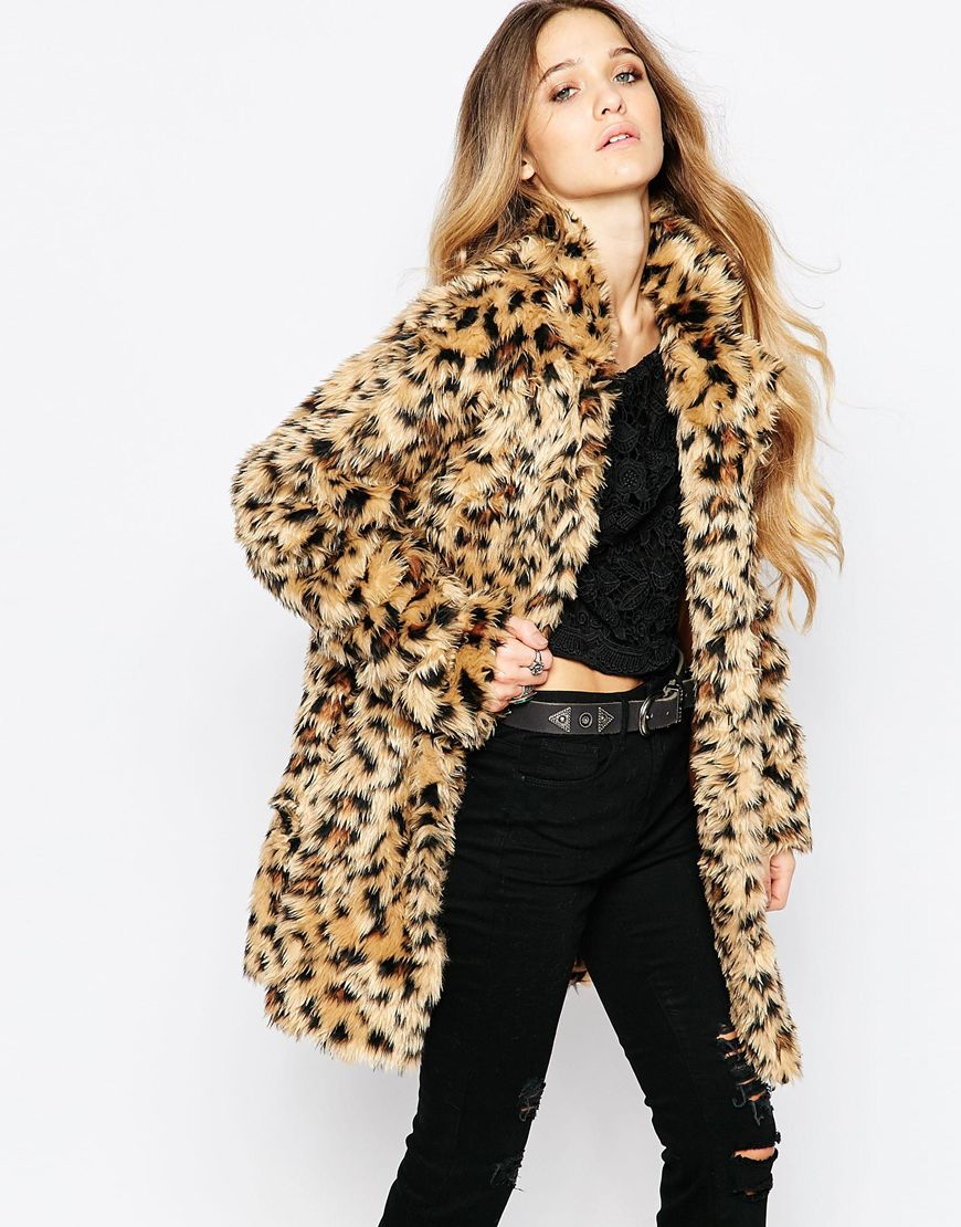 Leopard Print Faux Fur Coat : Women's Animal Print Waistcoat Fashion ...