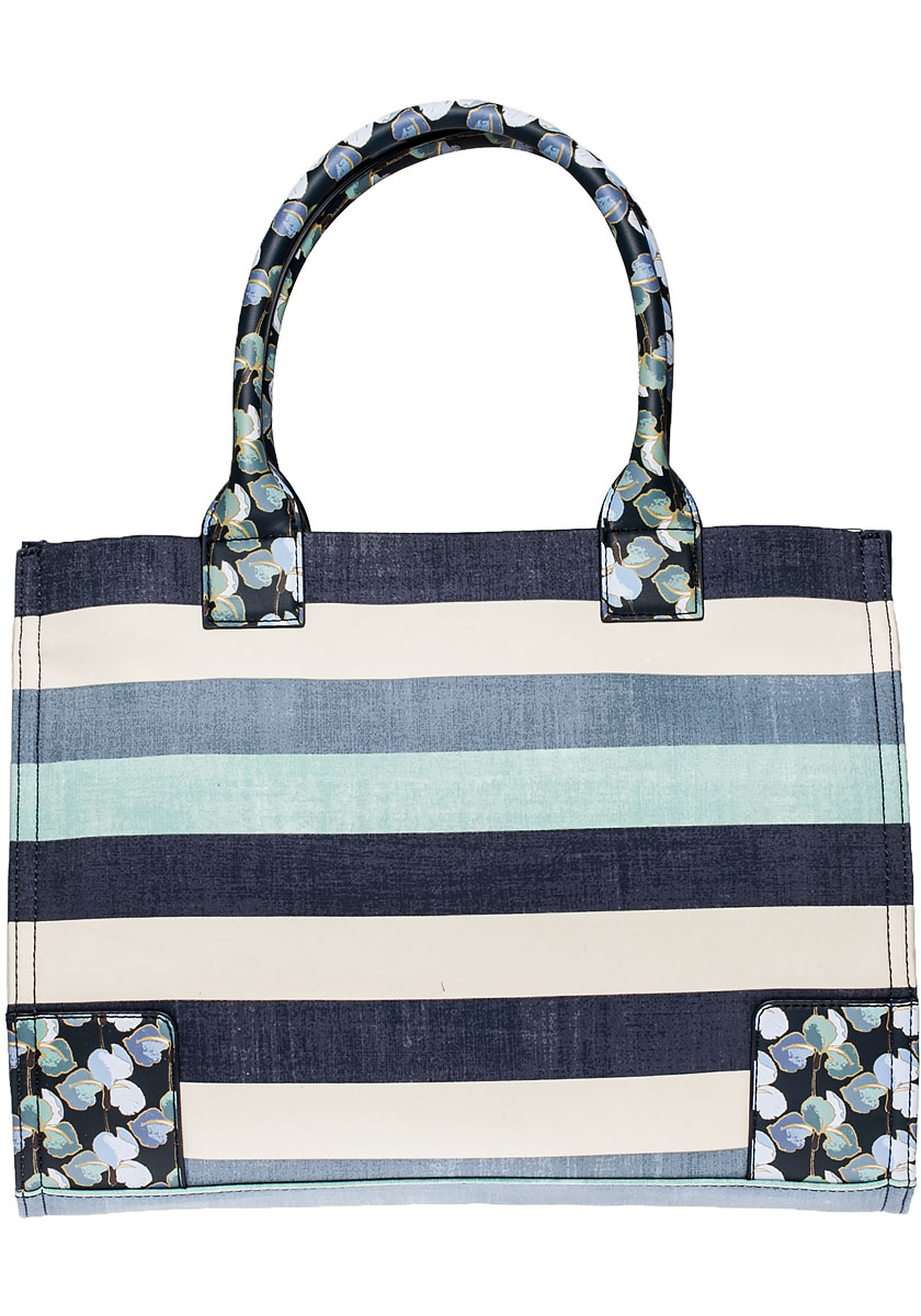 ella linen stripe tote bag