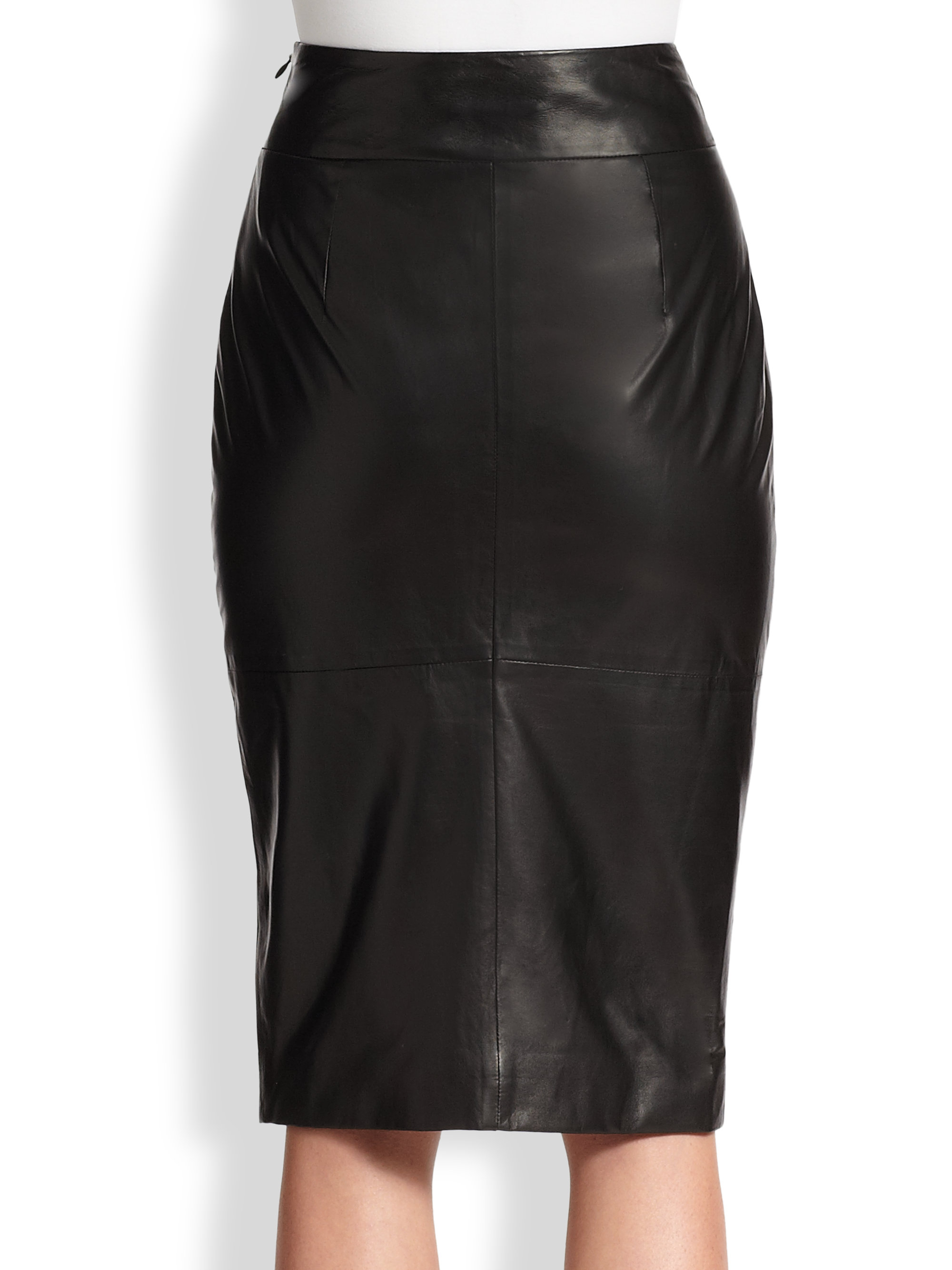 Alexander McQueen Stud-Detail Leather Pencil Skirt in Black Gold (Black ...
