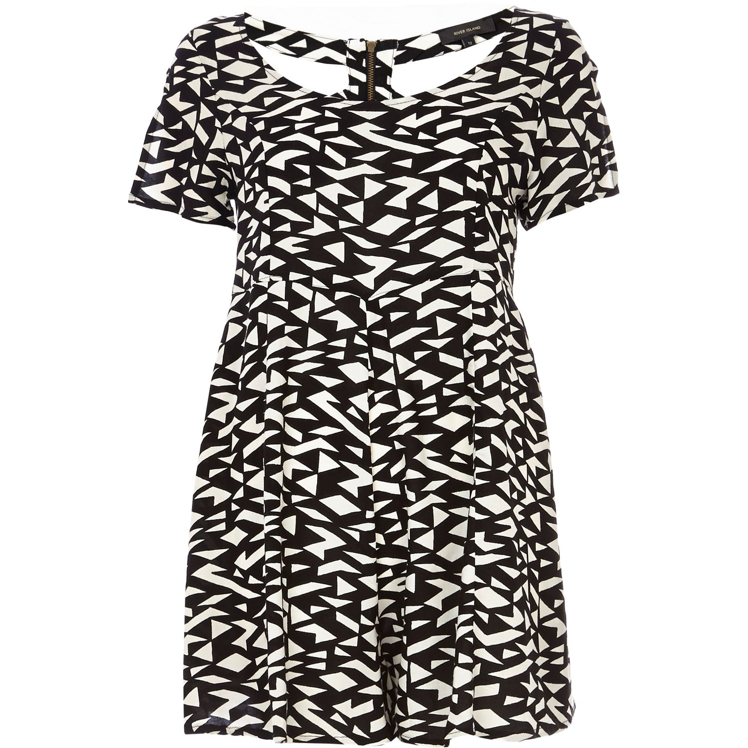 River Island Black and White Geometric Print Playsuit in Black | Lyst