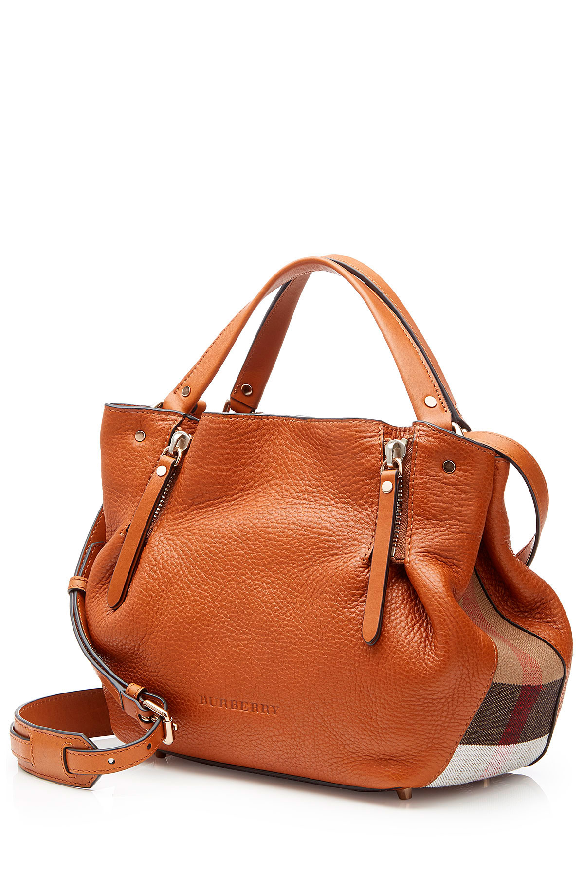 Burberry Leather Shoulder Bag With Printed Fabric - Brown in Brown - Lyst