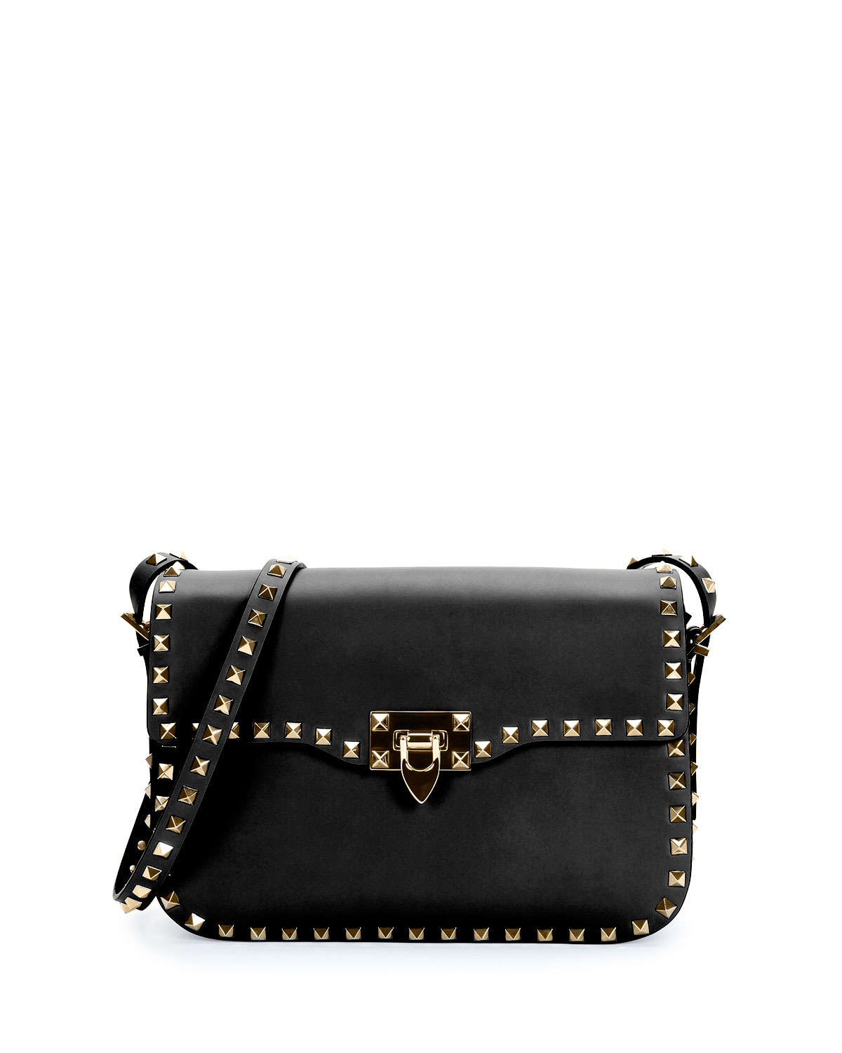 Valentino Rockstud Flap-Top Shoulder Bag in Black | Lyst