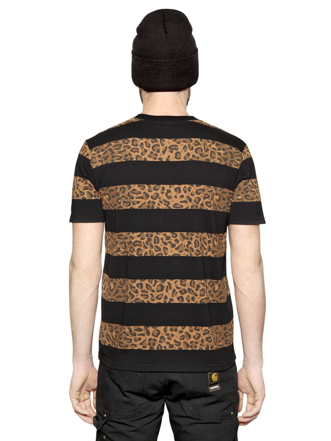 Lyst - Carhartt Striped Leopard Printed Cotton T-Shirt in Black for Men