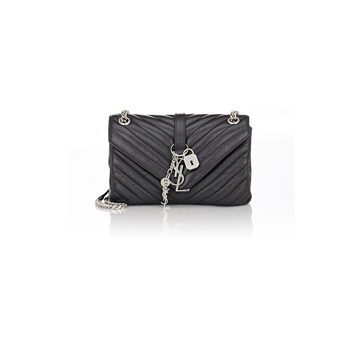 ysl patent leather clutch - monogram college medium punk chains shoulder bag, black