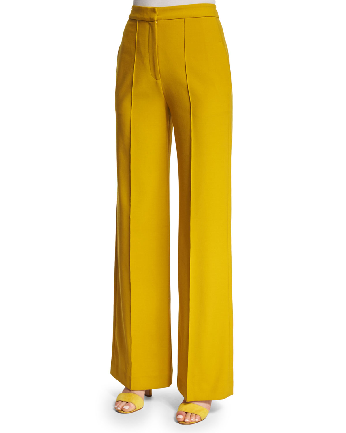 Adam lippes High-waist Wide-leg Pants in Yellow | Lyst