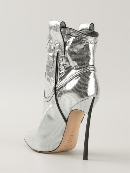 silver platform ankle boots