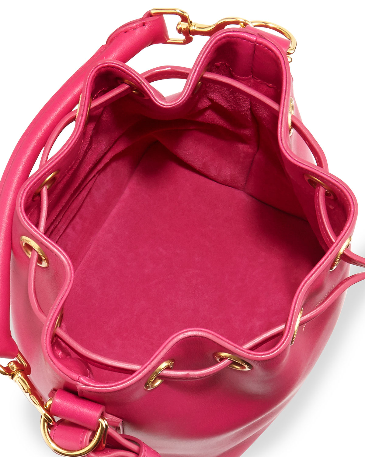 Saint laurent Small Leather Bucket Bag in Pink (fuchsia) | Lyst