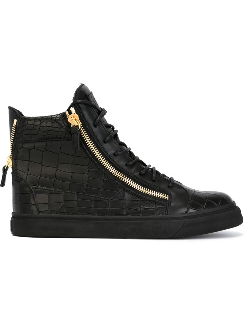 Lyst - Giuseppe Zanotti Nicki Croc-Embossed Leather High-Top Sneakers ...