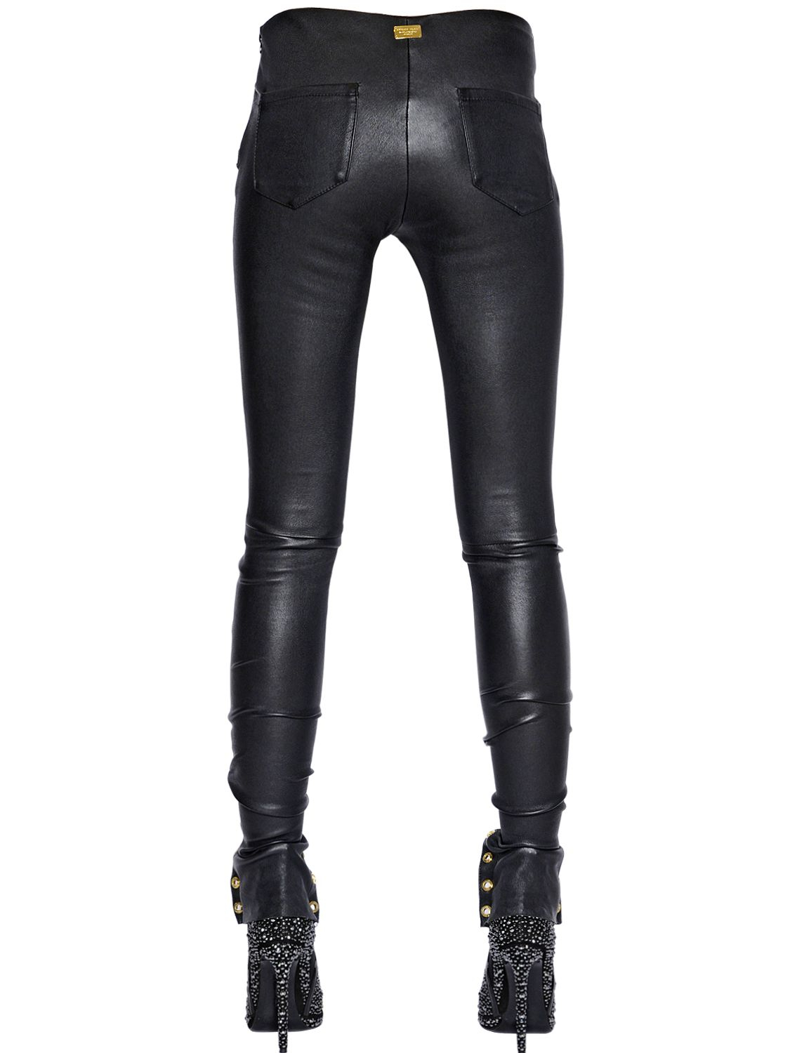 Lyst - Philipp Plein Lace-Up Nappa Leather Pants in Black