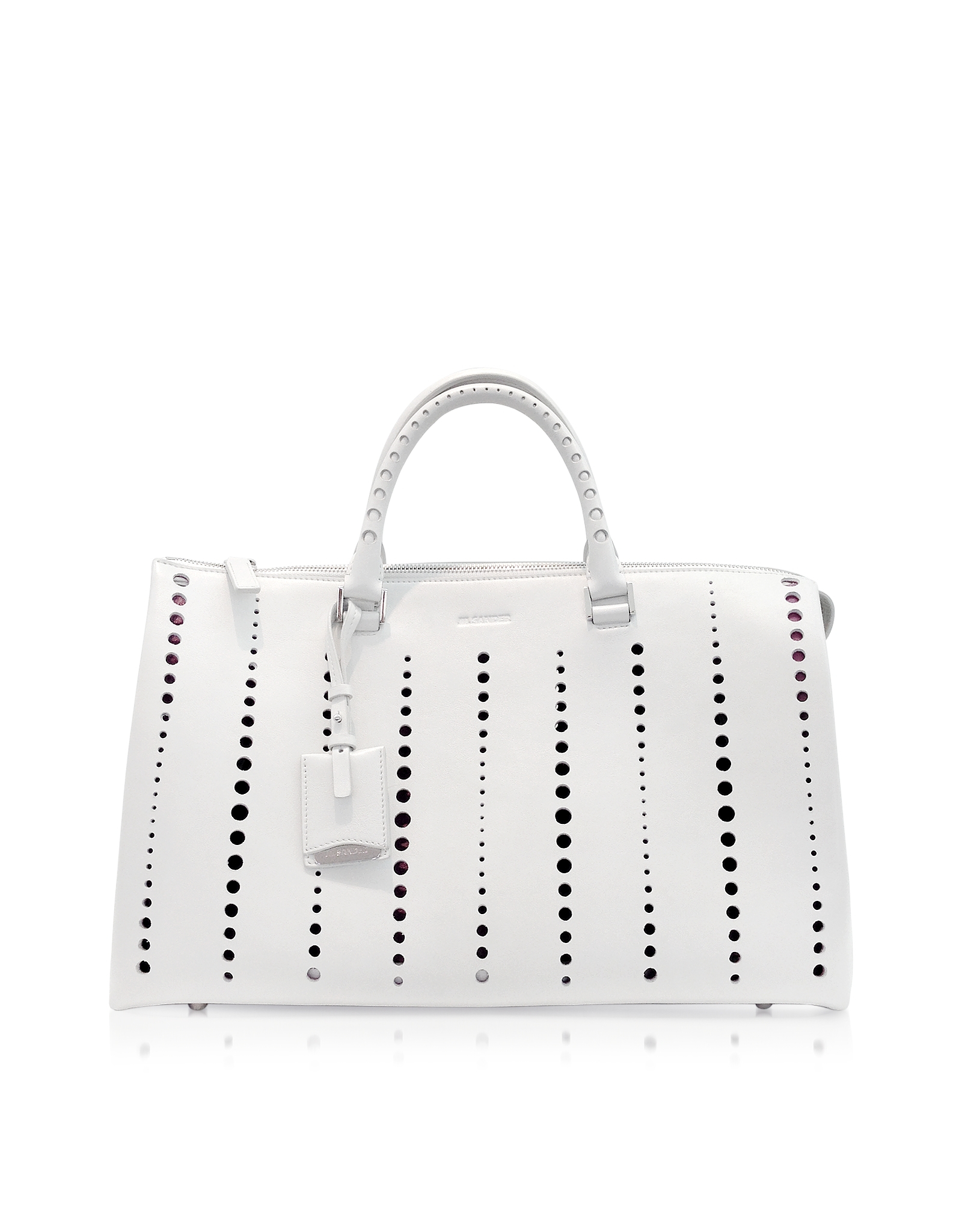 Lyst Jil Sander Large Bag Open White Perforated Leather Gallery
