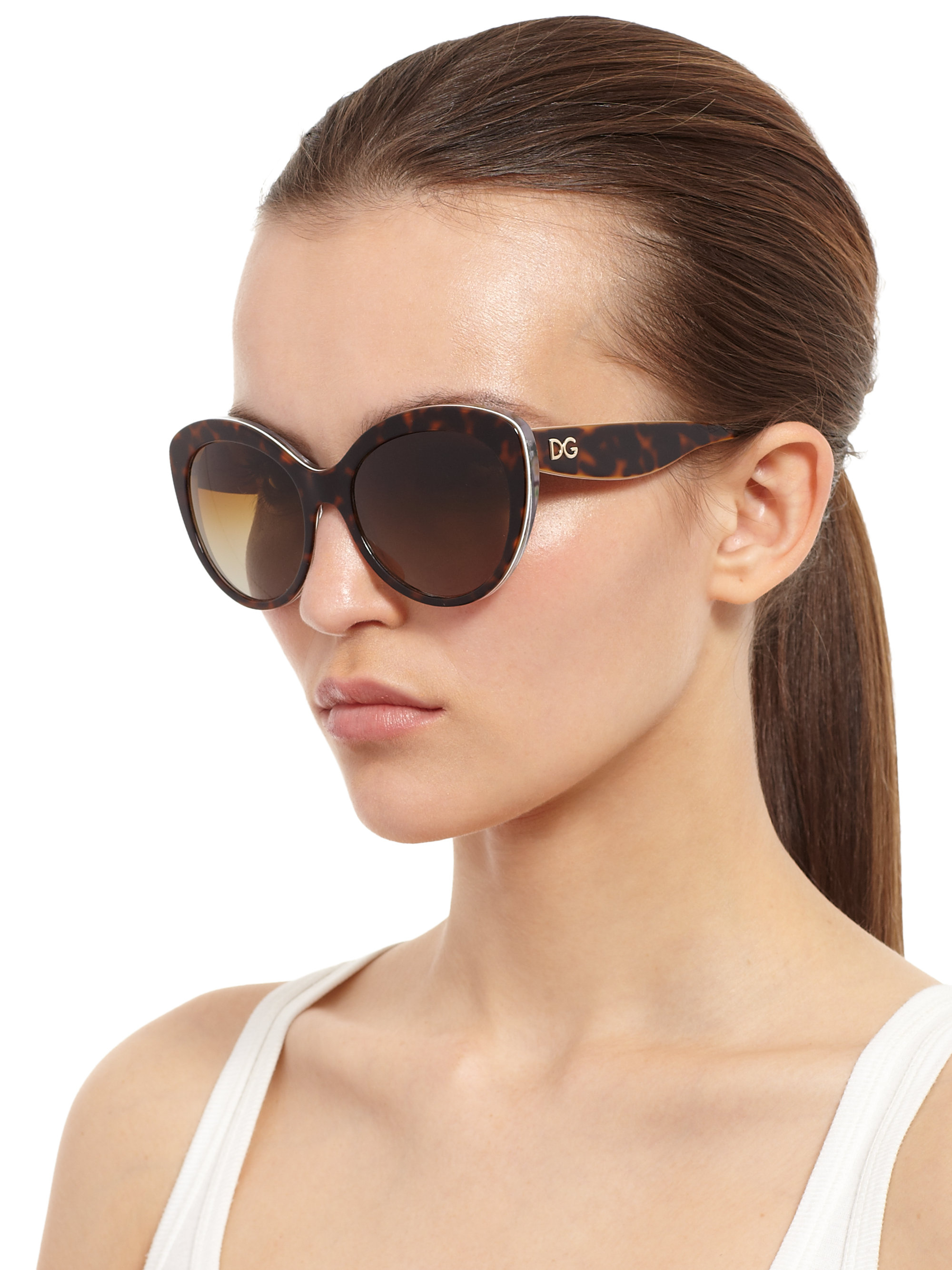Dolce & gabbana Multi-Print Cat'S-Eye Sunglasses in Black | Lyst